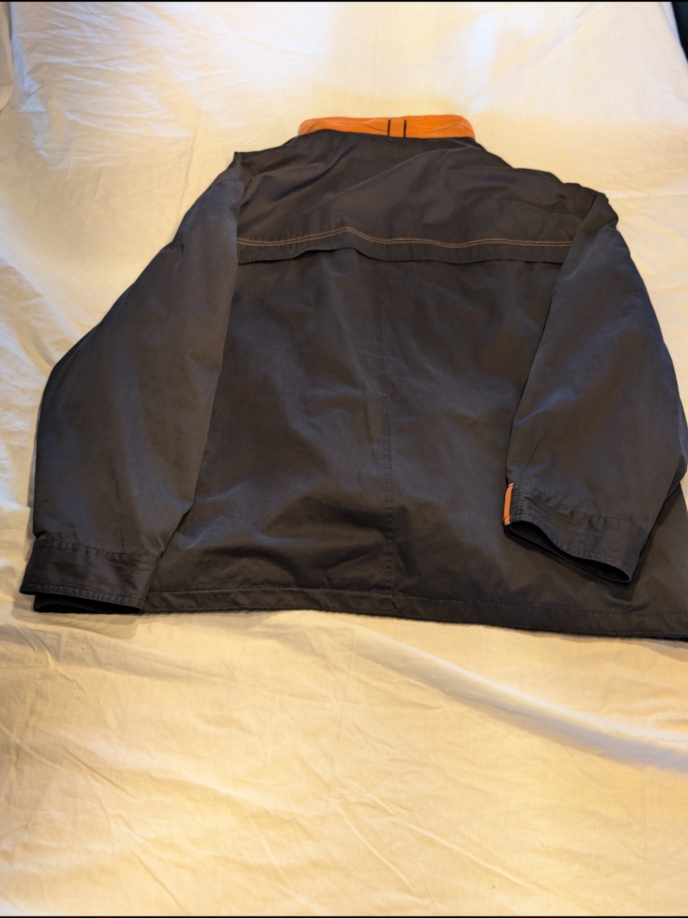 2/40$ Vintage Black Windbreaker Jacket with Orange Accents - Picture 6 of 7